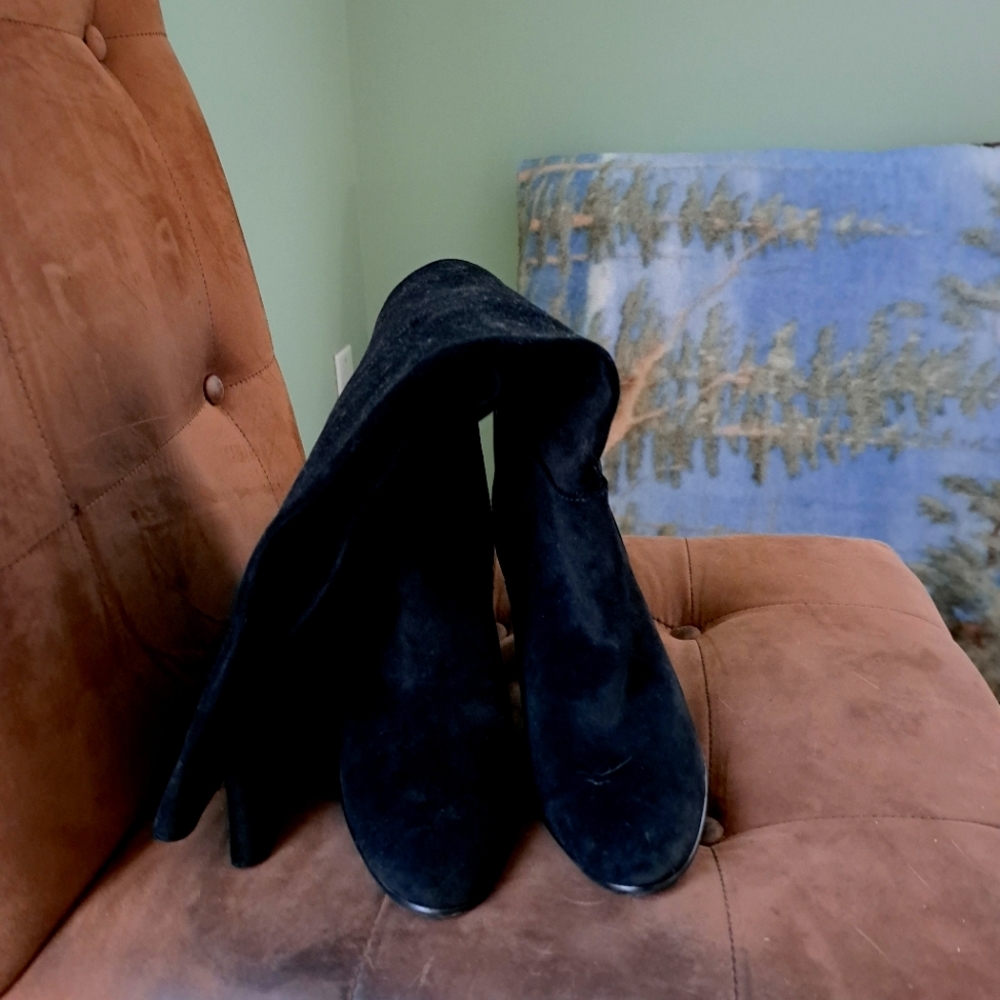 Ladies Tall Black Faux Suede Boots